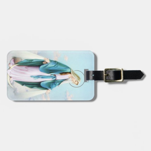 聖母マリアの三日月形の月の荷物のラベル ラゲッジタグ (正面横)