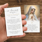 聖母マリアの写真入り宗教的な追悼祈祷カード
