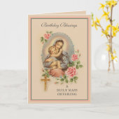 聖母マリアの宗教的な誕生日ミサの捧げ物 カード (黄色い花)