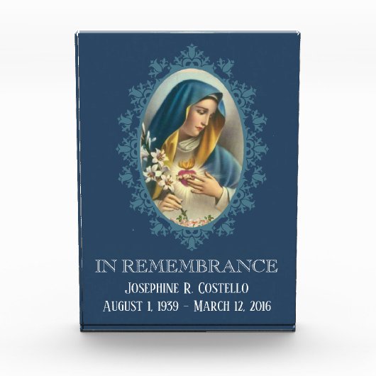 聖母マリアの悲しい悔やみや弔慰の葬儀の記念物 フォトブロック (正面)