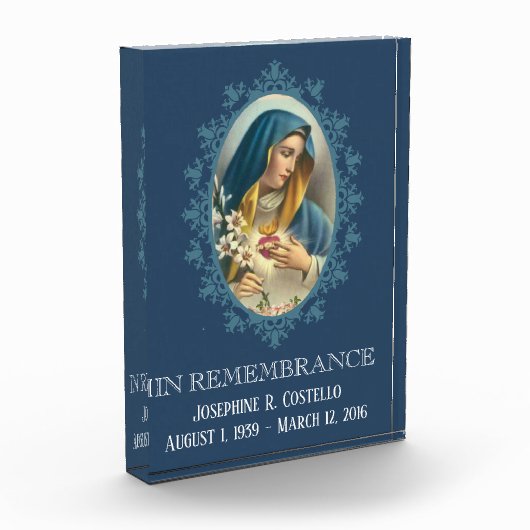 聖母マリアの悲しい悔やみや弔慰の葬儀の記念物 フォトブロック (左)