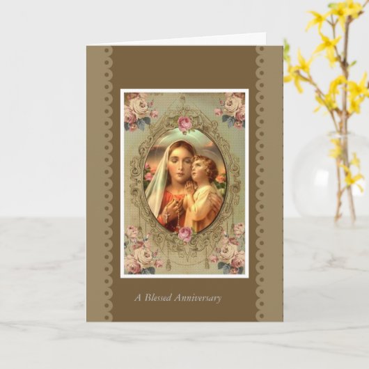 聖母マリアの数珠の子供のイエス・キリストのバラ カード (黄色い花)