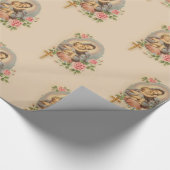 聖母マリアの母ベビーのイエス・キリストの賛美された花 ラッピングペーパー (角)