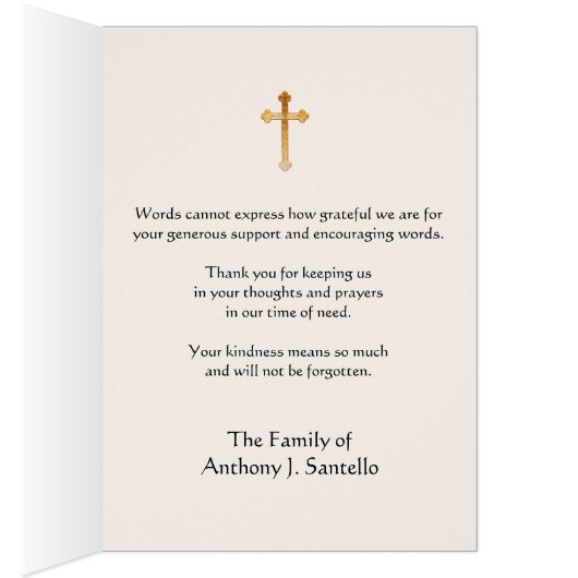 聖母マリアの葬儀の悔やみや弔慰の神聖なカードは感謝していしています (内側 (右))