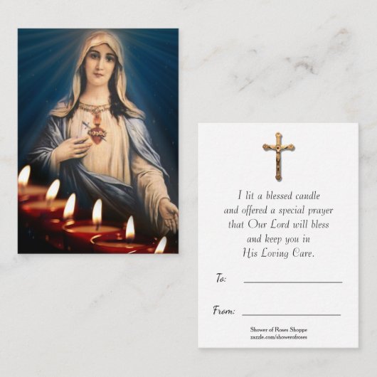 聖母マリアの賛美されたLitは祈りの言葉の神聖なカードの良否を明りにすかして調べます 名刺 (正面/裏面)