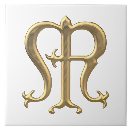 聖母マリアの金"3D"記号 タイル (正面)