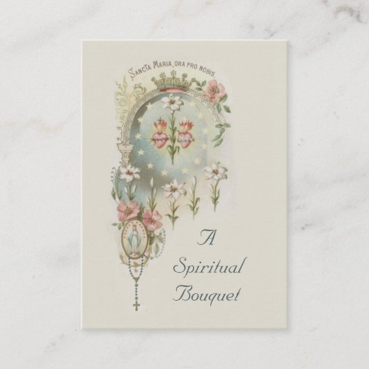 聖母マリアの霊的花束の祈りの言葉の神聖なカード 名刺 (正面)
