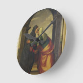 聖母マリアへのSt.エリザベスの訪問 ラウンド壁時計 (傾斜)