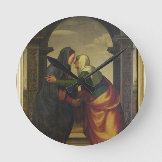 聖母マリアへのSt.エリザベスの訪問 ラウンド壁時計 (正面)