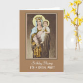 聖母マリアイエス・キリストのカトリックの司祭の誕生日の祈りの言葉 カード (黄色い花)