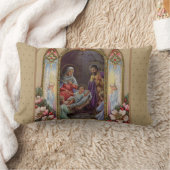 聖母マリアイエス・キリストの出生のクリスマスのヴィンテージ ランバークッション (ブランケット)