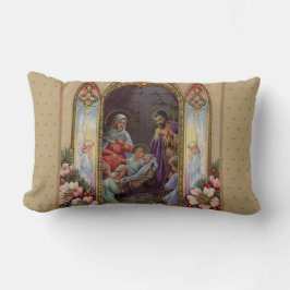 聖母マリアイエス・キリストの出生のクリスマスのヴィンテージ ランバークッション