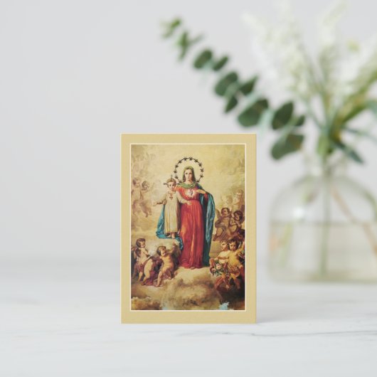 聖母マリアイエス・キリストの天使のMemorareの賛美された祈りの言葉 名刺 (スタンド正面)