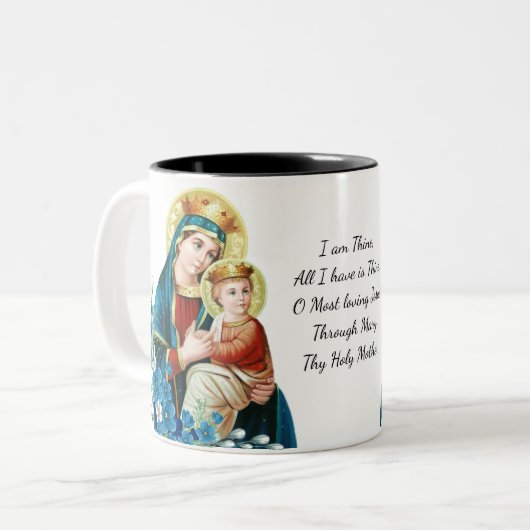 聖母マリアイエス・キリストの宗教カトリック教の祈りの言葉 ツートーンマグカップ (正面左)