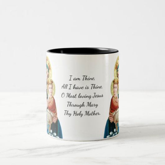 聖母マリアイエス・キリストの宗教カトリック教の祈りの言葉 ツートーンマグカップ (中央)
