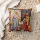 、聖母マリアイエス・キリスト、セントジョーゼフの星学者、3人の王 クッション (ブランケット)