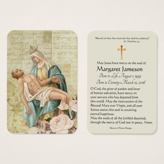 聖母マリアカトリック教の葬儀の記念の神聖なカード- (正面&裏面)