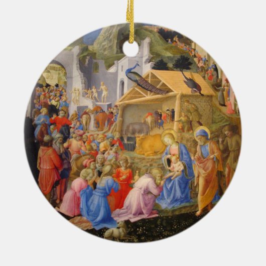 聖母マリア直感3王のベビーイエス・キリストヨセフ セラミックオーナメント (裏面)