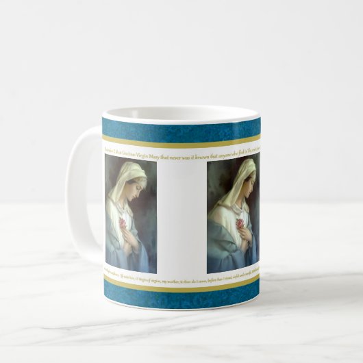 聖母マリア賛美されたカトリック教のMemorareの祈りの言葉 コーヒーマグカップ (正面左)