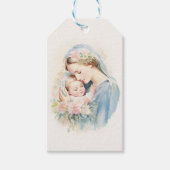 聖母マリア・イエスフローラル宗教 ギフトタグ (正面)