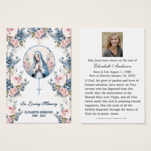 聖母マリア カトリック葬儀 写真 聖絵カード (正面&裏面)