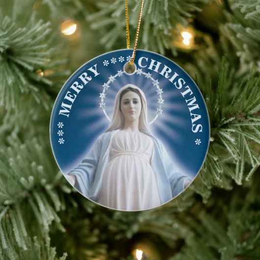 聖母マリア クリスマス オーナメント 陶器製 (ツリー)