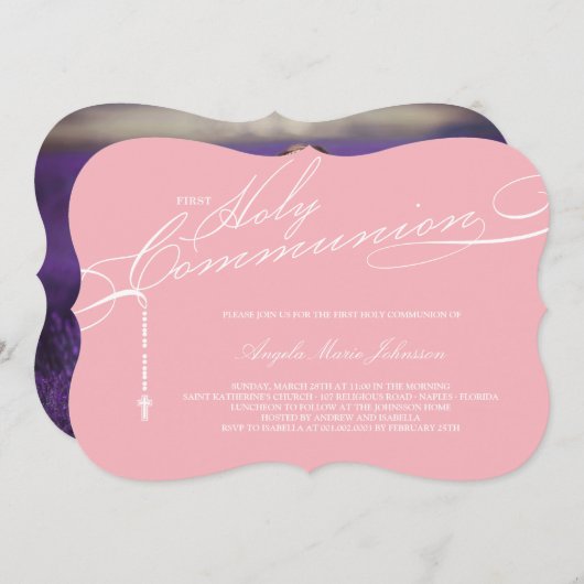 聖母モダン第1聖体写真宗教 招待状 (正面/裏面)