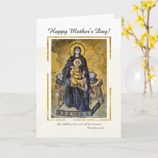 聖母子ビザンティン風マザーズデーカード カード (黄色い花)
