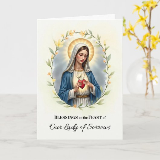 聖母悲傷祭の祝福の花輪 カード (黄色い花)