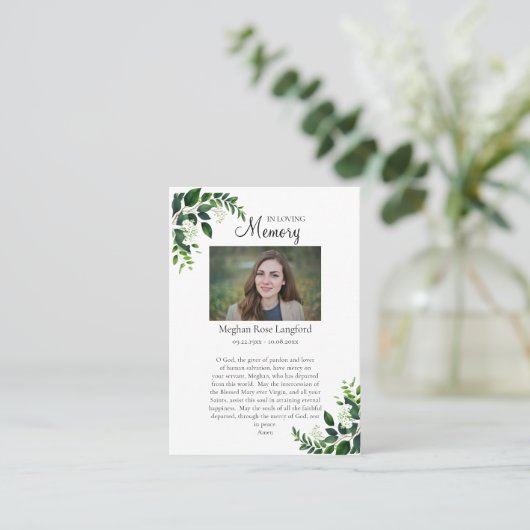 聖母無原罪の聖心 追悼祈祷カード プレイスカード (スタンド正面)