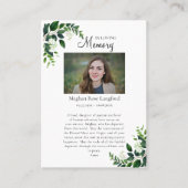 聖母無原罪の聖心 追悼祈祷カード プレイスカード (正面)