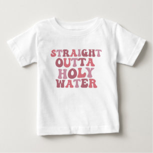 聖水からストレートアウトタシャツ、面白い洗礼B ベビーTシャツ