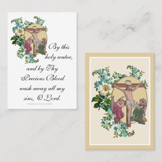 聖水カトリック祈りの言葉イエスと天使 プレイスカード (正面/裏面)