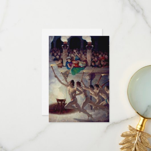 聖火レースN.C.ワイエスによるギリシャ五輪 サンキューカード (正面/裏面インサイチュ)