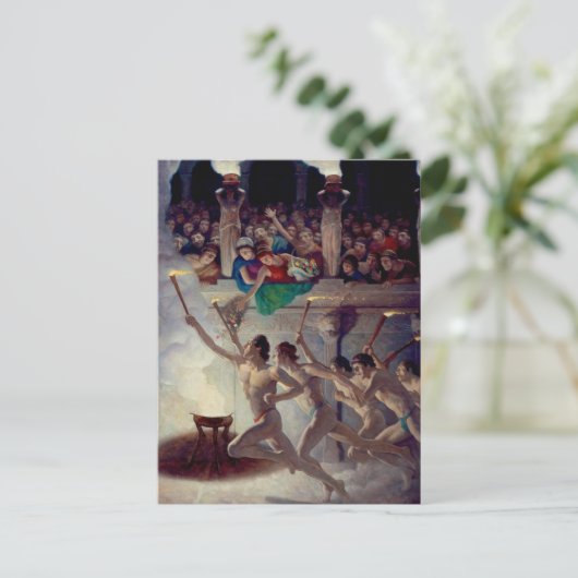 聖火レースN.C.ワイエスによるギリシャ五輪 ポストカード (スタンド正面)