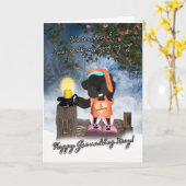 聖燭節カード- Groundhogかわいく眠いカード カード (黄色い花)