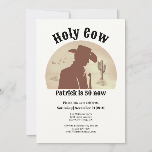 聖牛おもしろいヴィンテージカウボーイ50誕生日 招待状 (正面)