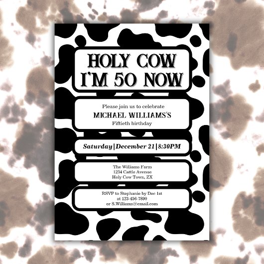 聖牛おもしろい白黒50誕生日 招待状