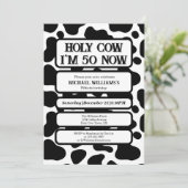 聖牛おもしろい白黒50誕生日 招待状 (スタンド正面)
