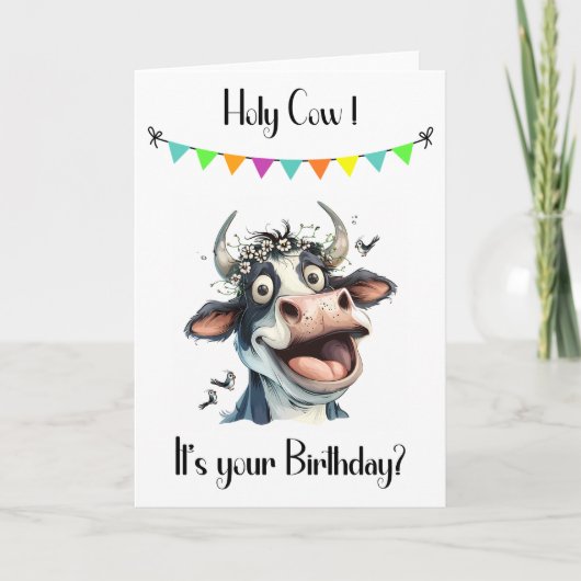 聖牛おもしろい誕生日カード カード (正面)