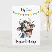 聖牛おもしろい誕生日カード カード (黄色い花)