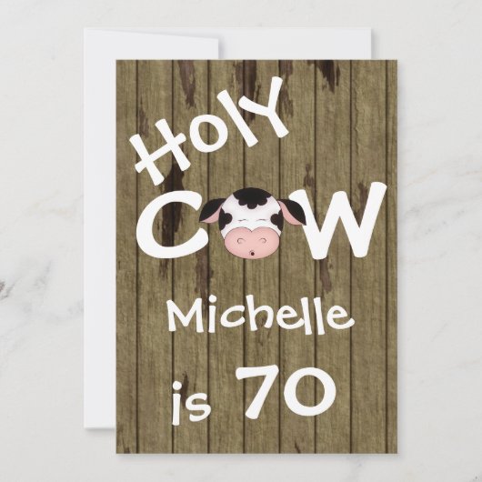 聖牛おもしろい70歳の誕生日パーティーへの招待 招待状 (正面)