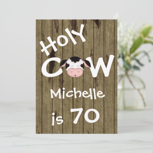 聖牛おもしろい70歳の誕生日パーティーへの招待 招待状 (スタンド正面)