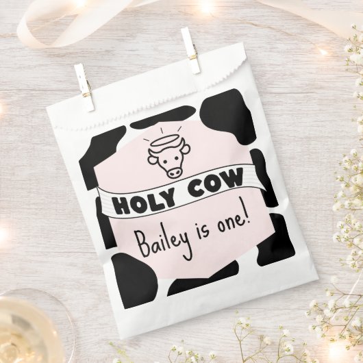 聖牛かわいい女の子の牛の誕生日パーティーの好意バッグ フェイバーバッグ (クリップ留めされた状態)