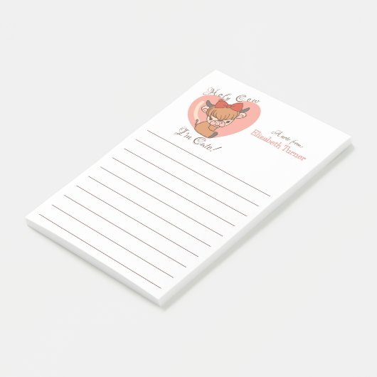 聖牛かわいい,牛のハート,子供パーソナライズされた ポストイット (アングル)