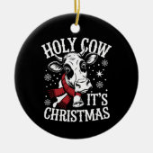 聖牛それがクリスマス牛おもしろい恋人ファーム セラミックオーナメント (正面)
