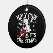 聖牛それがクリスマス牛おもしろい恋人ファーム セラミックオーナメント (左)
