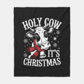 聖牛それがクリスマス牛おもしろい恋人ファーム フリースブランケット (正面)
