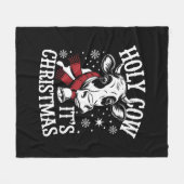 聖牛それがクリスマス牛おもしろい恋人ファーム フリースブランケット (正面(横))
