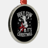 聖牛それがクリスマス牛おもしろい恋人ファーム メタルオーナメント (右)